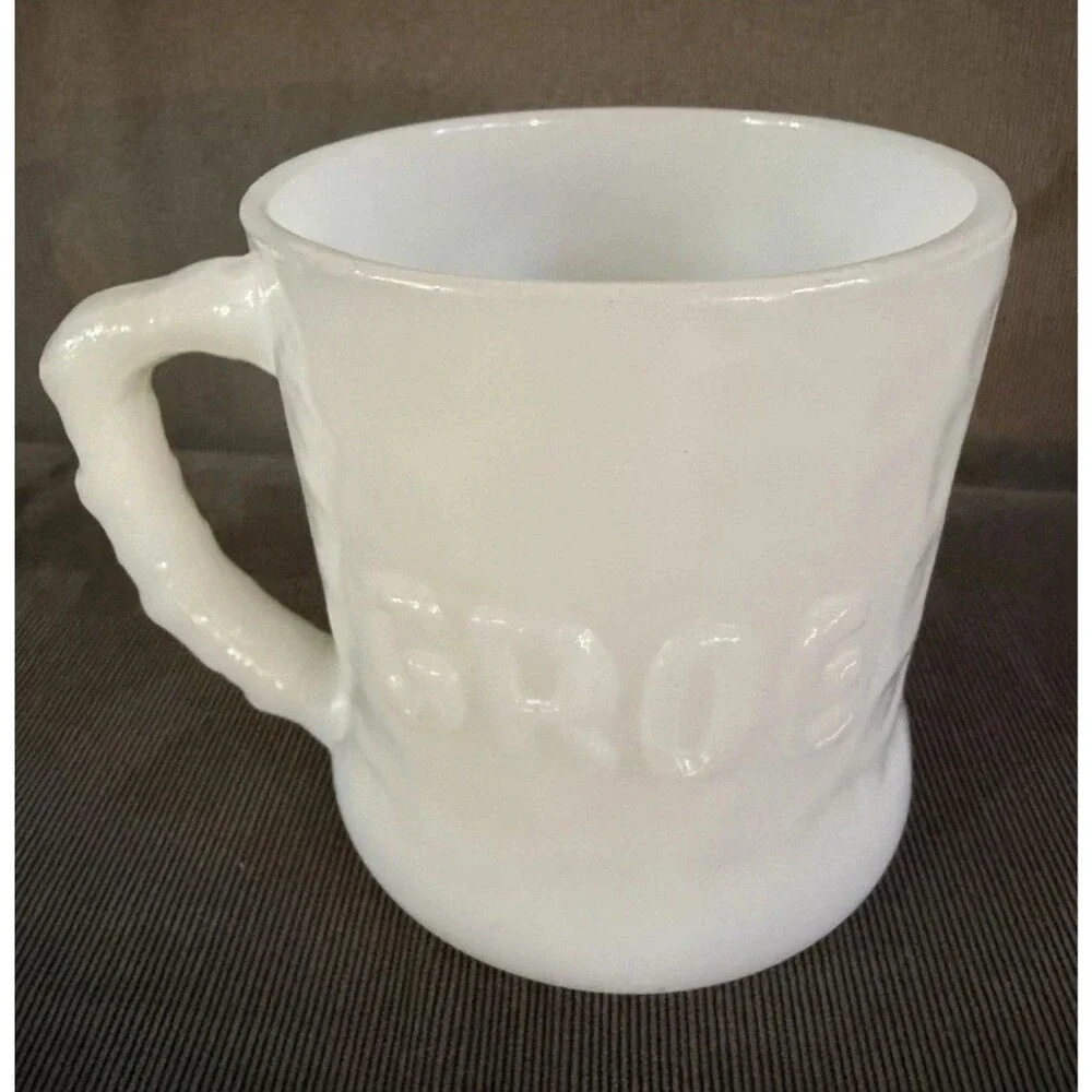 Vintage DC Comics BC GROG Anchor Hocking Milk Glass Mug Cup Johnny Hart